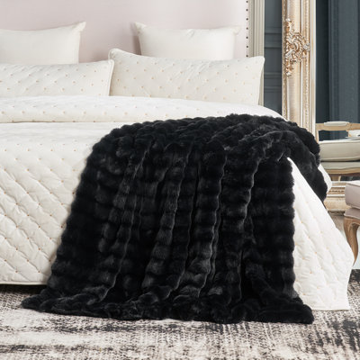 Soft Bubble Faux Fur Throw Blanket Luxury Rabbit Fur Bed Blankets for Couch, Bed, Gift