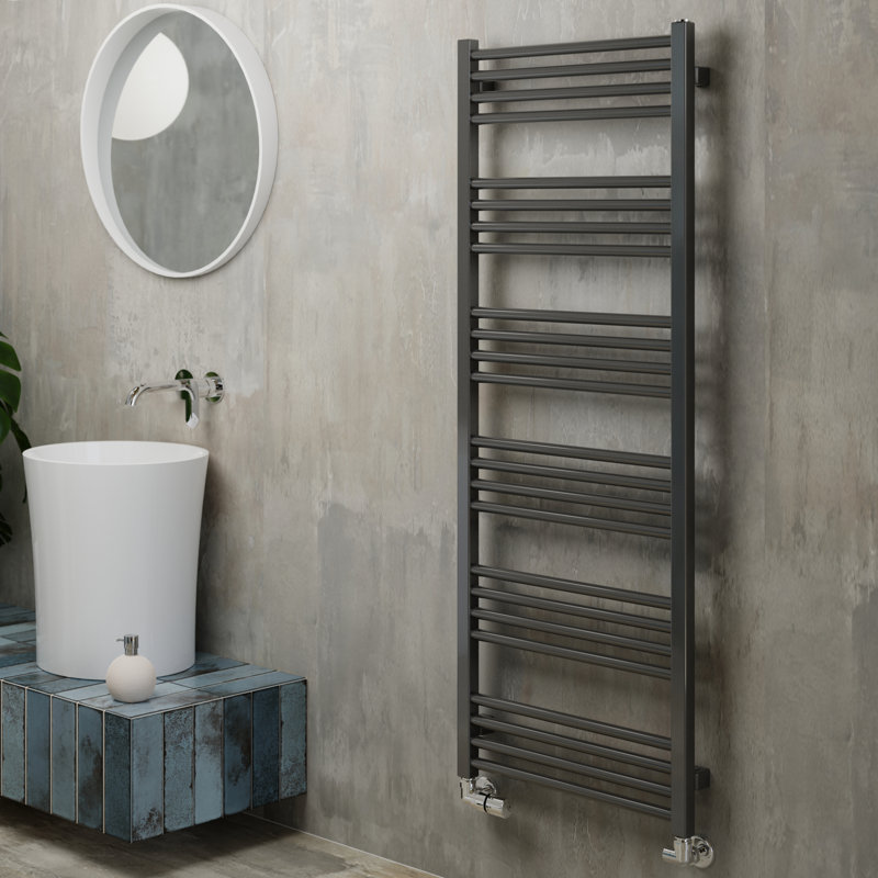 Fiona Heated Towel Rail, Grey, 138cm H  x 50cm W x 7.2cm D