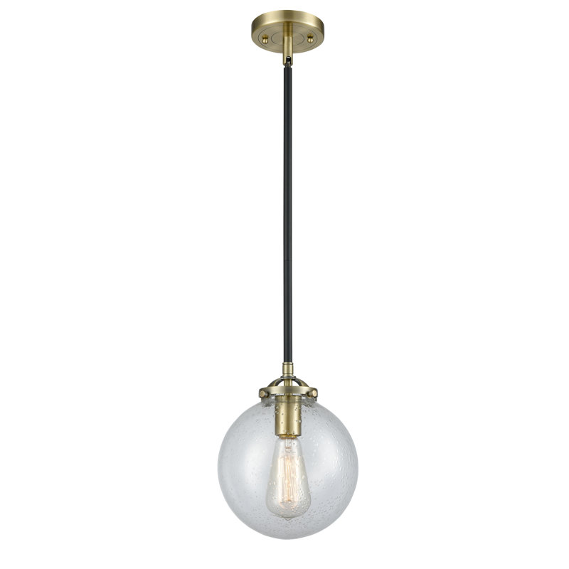 Luminaire suspendu sphère 1 lumière Zarmayr, Ampoule non incluse, Grainé, Laiton antique noir