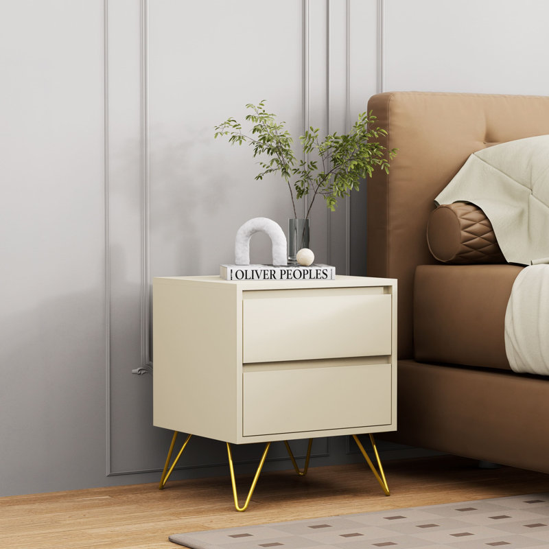 Almaas 45cm W Bedside Table, Cream