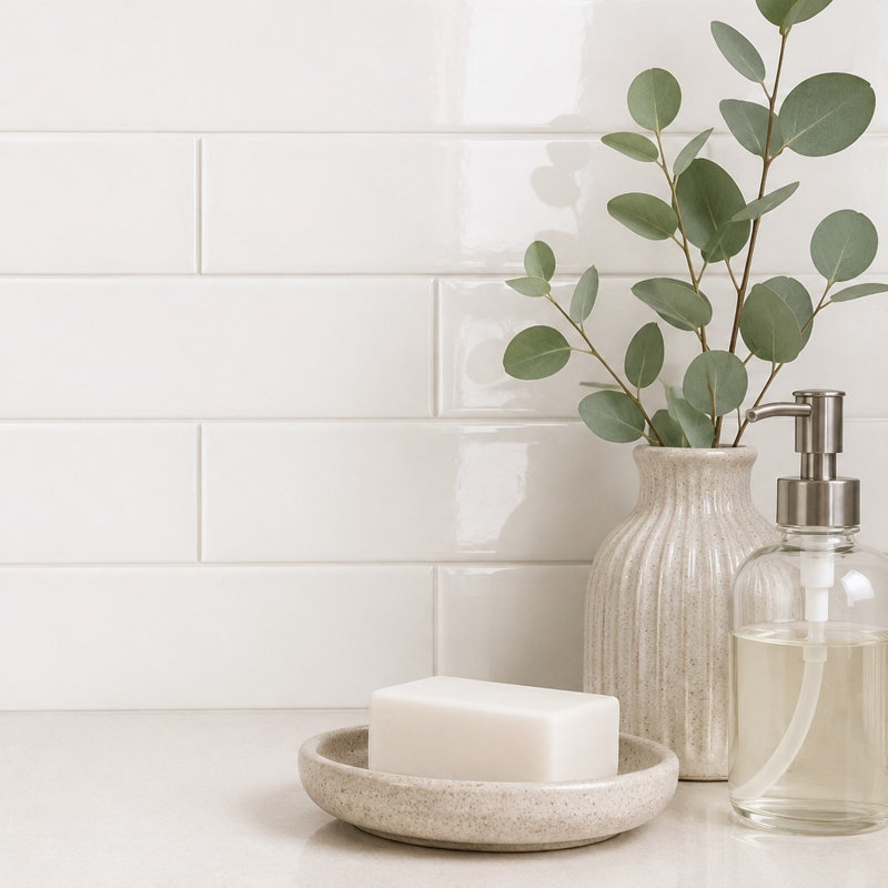 Curvaceous 3" x 12" Ceramic Wall Tile, White