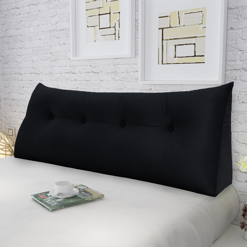 Sit-up Back Comfort Velvet Headboard Wedge Reading Pillow Triangular Backrest Back Support, 20" H x 76" W, Black