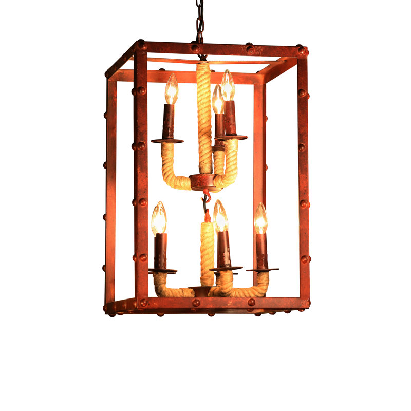 Lustre rectangulaire lanterne 8 lumières Litteral