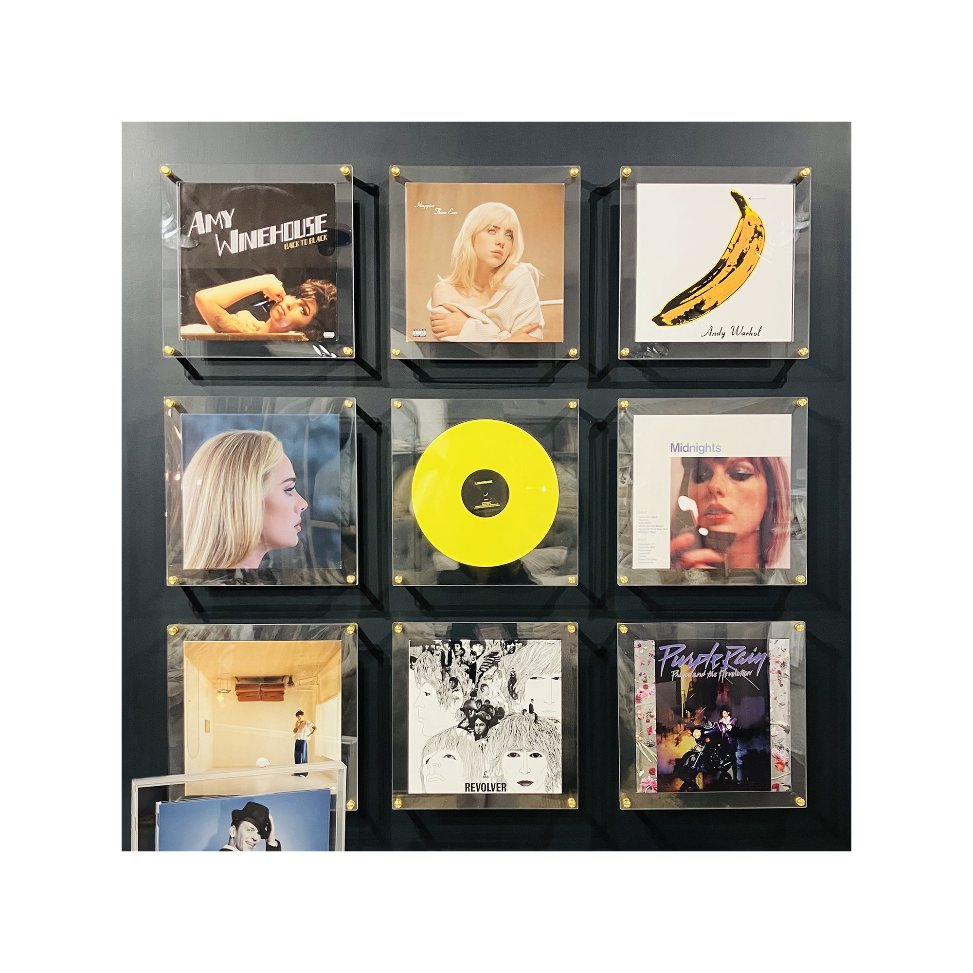 Record Album Frame With 12X12" Square Acrylic Mat (For Sleeve Or Vinyl) With Silver Hardware, Gold