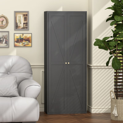 Armoire de rangement haute en métal 2 portes | Garde-manger avec tablettes réglables (capacité de 180 lb) | Casier autoportant entièrement en acier pour la cuisine, le salon, le bureau