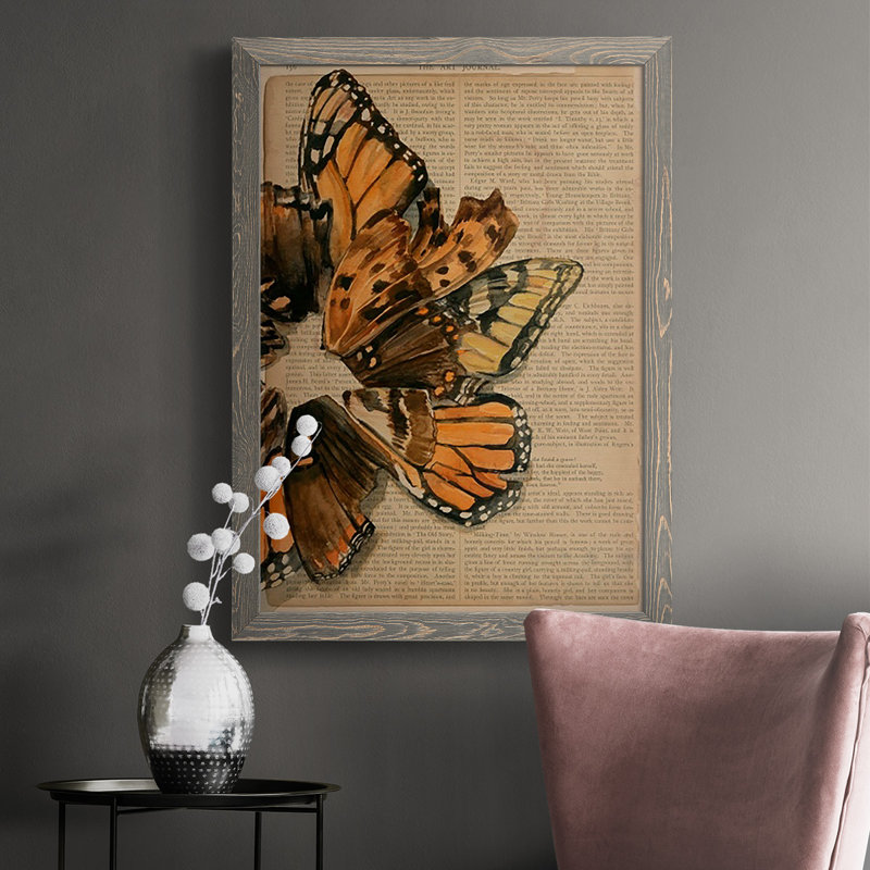 Jaeden Winged Wreath I, reproduction d'art sur toile, H 43,5 po x l 31,5 po x P 1 po, gris