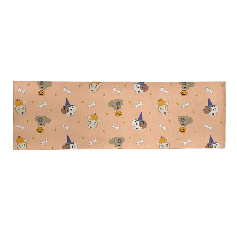Tapis orange/bleu/brun zone fait main, Tapis de couloir 2 pi x 8 pi