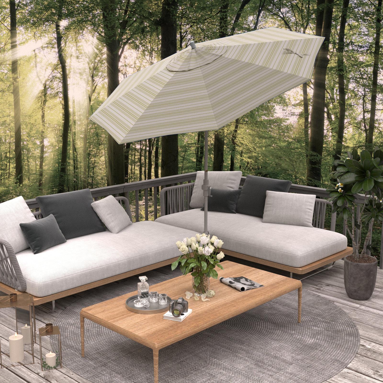 Santana 108'' Outdoor Umbrella, Welfleet Basil Outdura®