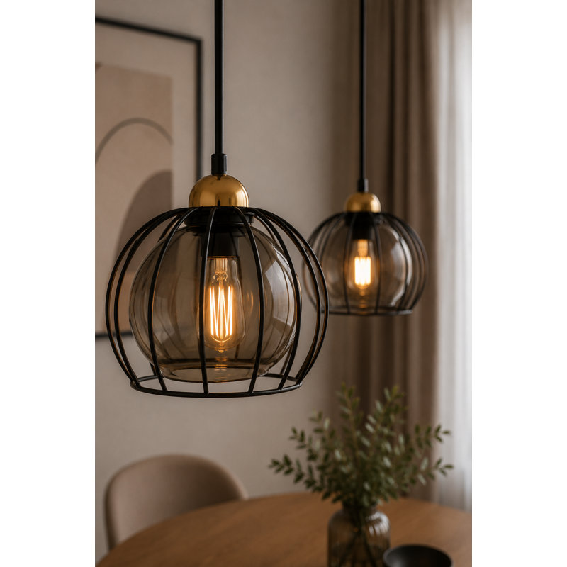 2 - Light Pendant, 60, Matte Black/Gold, 2