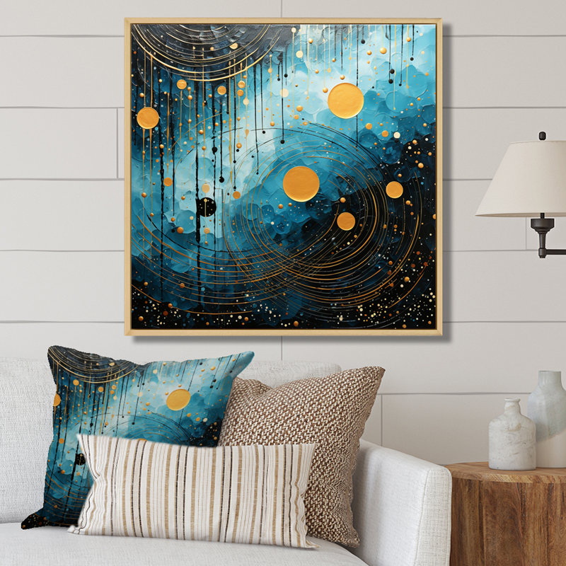 «Blue Minimalisme Moon VI» sur toile, H 30 po x l 30 po x P 1 po, Cadre naturel flottant