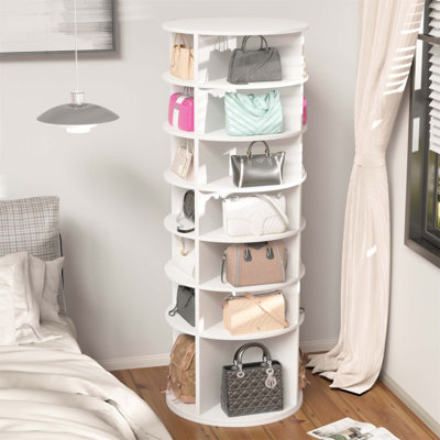 Étagère à chaussures rotative à 7 niveaux, organisateur de rotation à 360 °, conception à fond haut, convient à 28 paires, solution de rangement peu encombrante