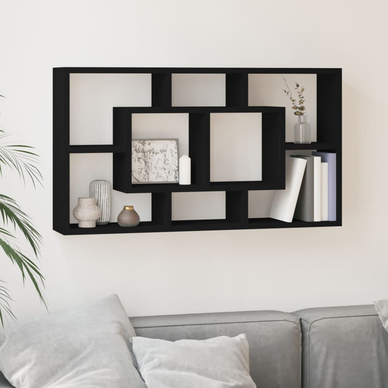 Tiffany Floating Shelf, 52.5cm H x 85cm W x 16cm D, Black