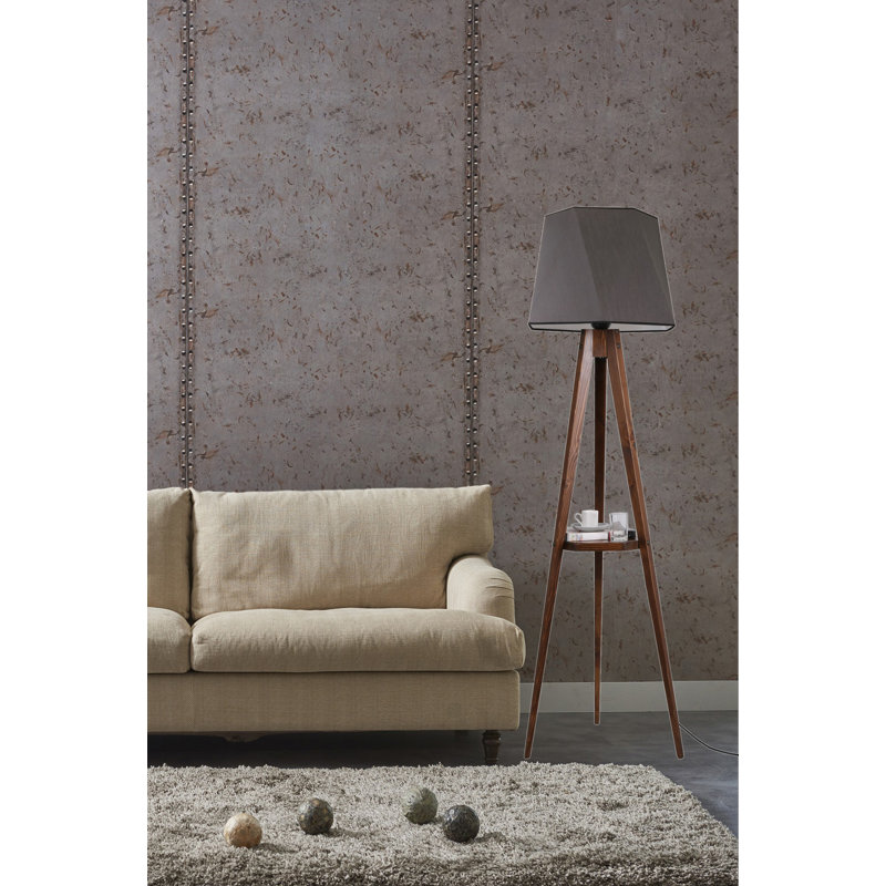 Burkburnett 165cm Tripod Floor Lamp, Dark Grey, Dark Brown