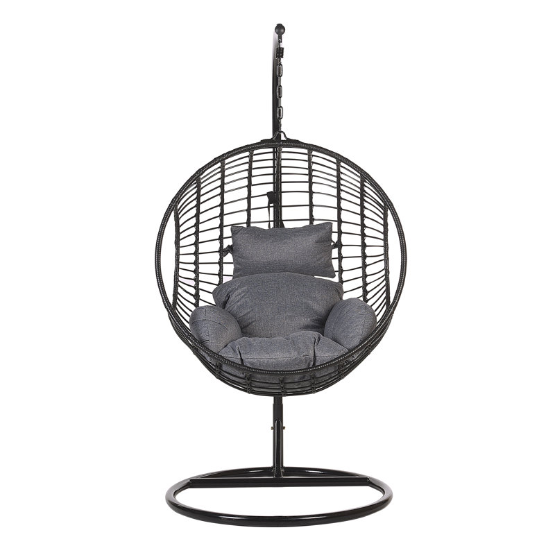 Angela Swing Chair with Stand, Black, Dark Grey