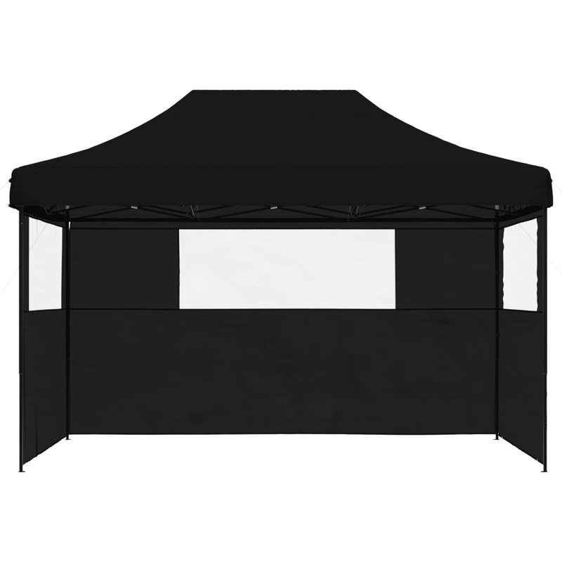 Vidaxl Foldable Party Tent Pop-Up With 4 Sidewalls Patio Gazebo Canopy Shelter, 315cm H x 410cm W x 279cm D, Black, Black