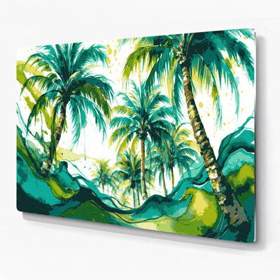 «Hawaiian Date Palm», art mural en métal vert