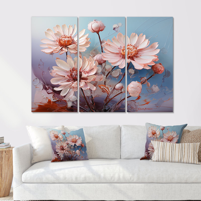 «Pink Mums», ensemble de décoration murale «Flower Field», H 28 po x l 36 po x P 1 po