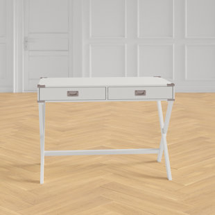 Ultra Modern White Lacquer Executive Desk with Three Drawers - OfficeDesk .com