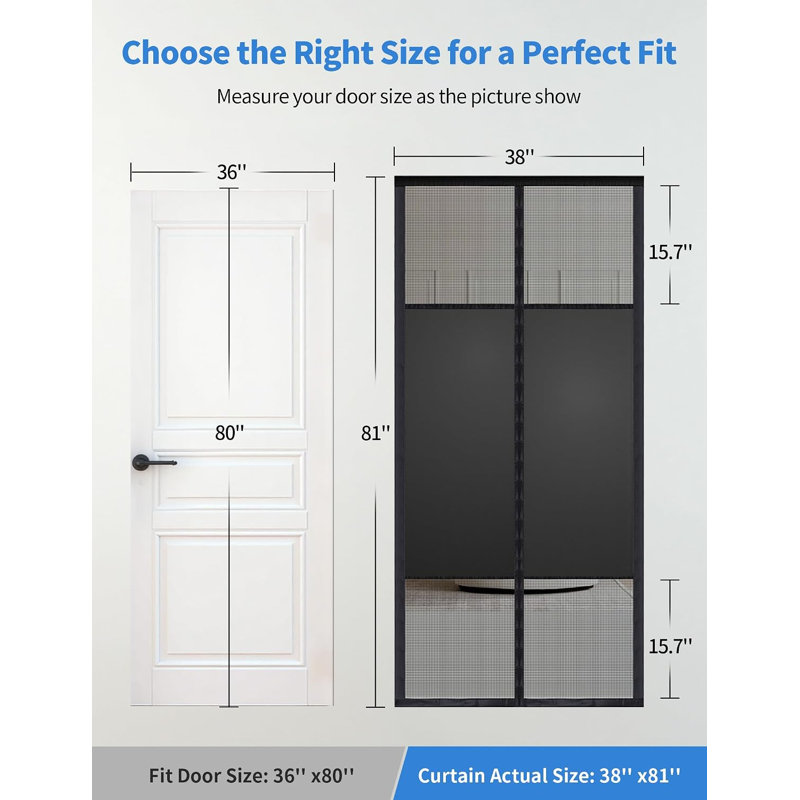 Couvercle de porte magnétique magnétique, 38" W x 81" H