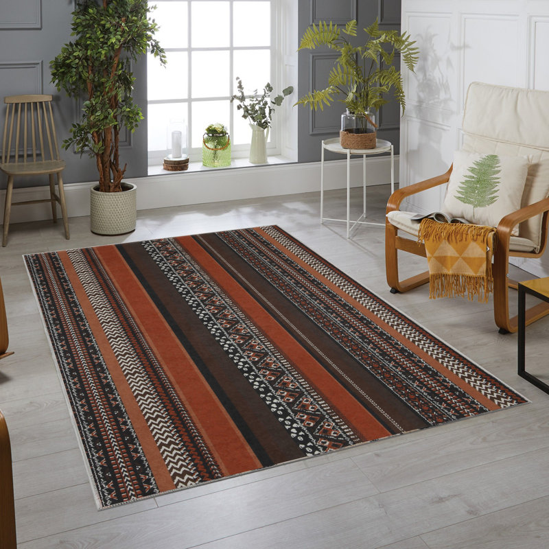 Premium Woven Carpet, 5.2 x 7.5 ft, 100% Polyester, Antibacterial, Non-Slip Underside, 0.3 in Pile Height | Machine Washable, 3D Digital Print | Perfect for Living Room, Bedroom & Office Décor