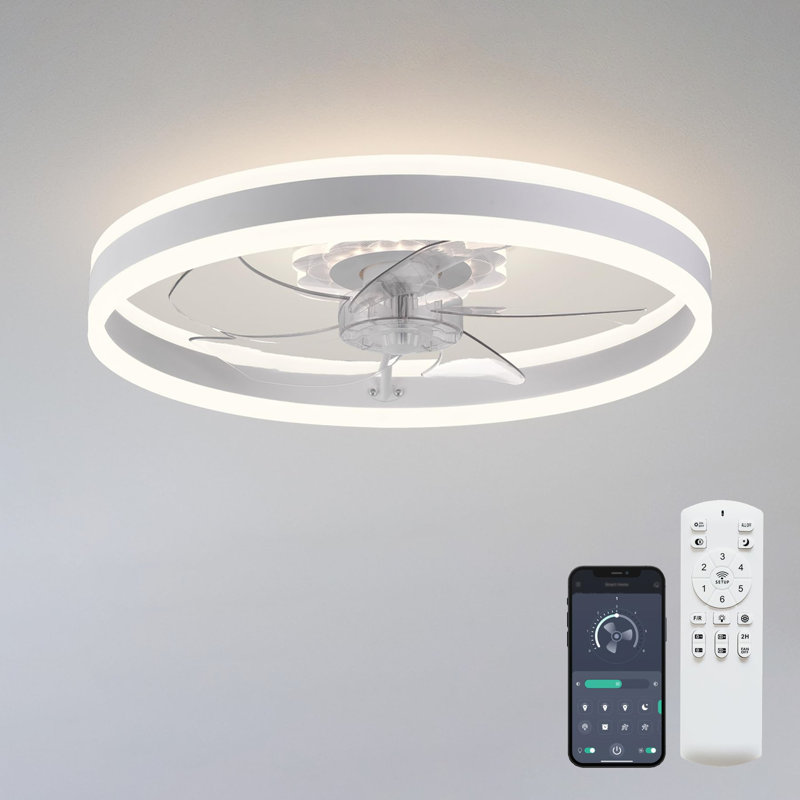 20 inch Low Profile Ceiling Fans with Lights and Remote, White