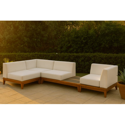 Rio 125" Wide Outdoor Left Hand Facing Patio Sectional with Cushions