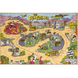 The Flintstones City Road Car Educational Learning Game Non Slip Kids Rug Classroom Playroom Mat
