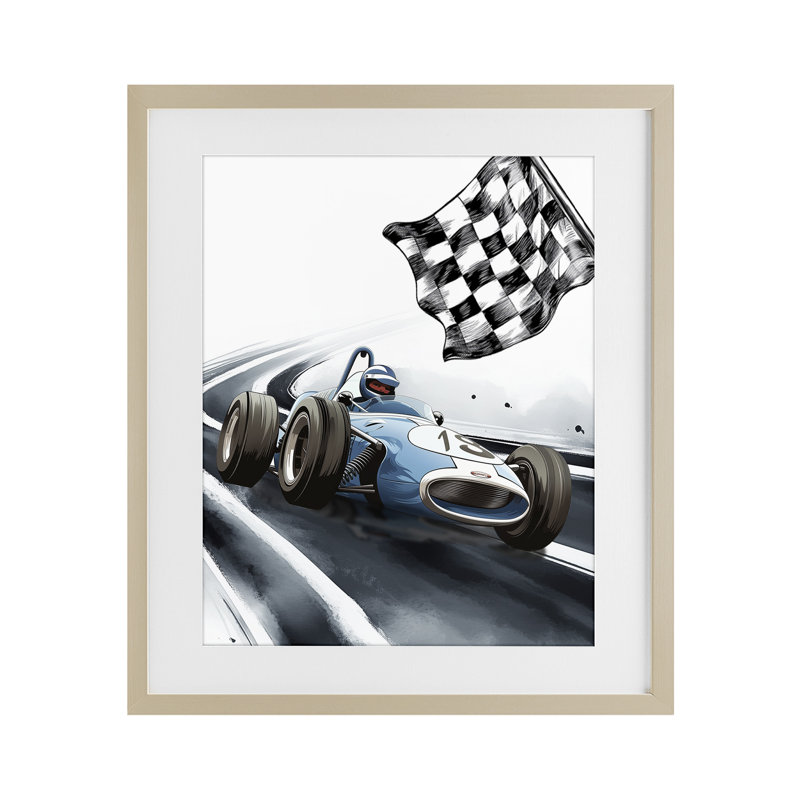 «Dynamic Racecar Drive», reproduction d'art encadrée sous verre, conception de Christine Simpson, H 16 po x l 13 po