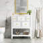 Meuble-lavabo à cadre en bois avec lavabo en céramique et 5 tiroirs-152269786