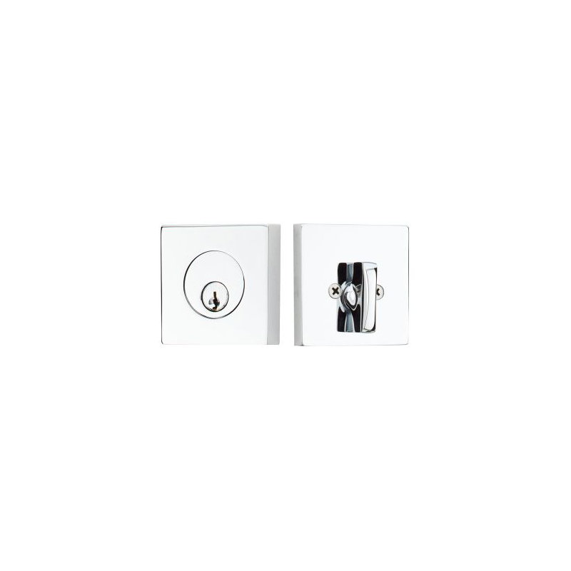 Square Single Cylinder Deadbolt Polished Chrome Finish, Polished Chrome