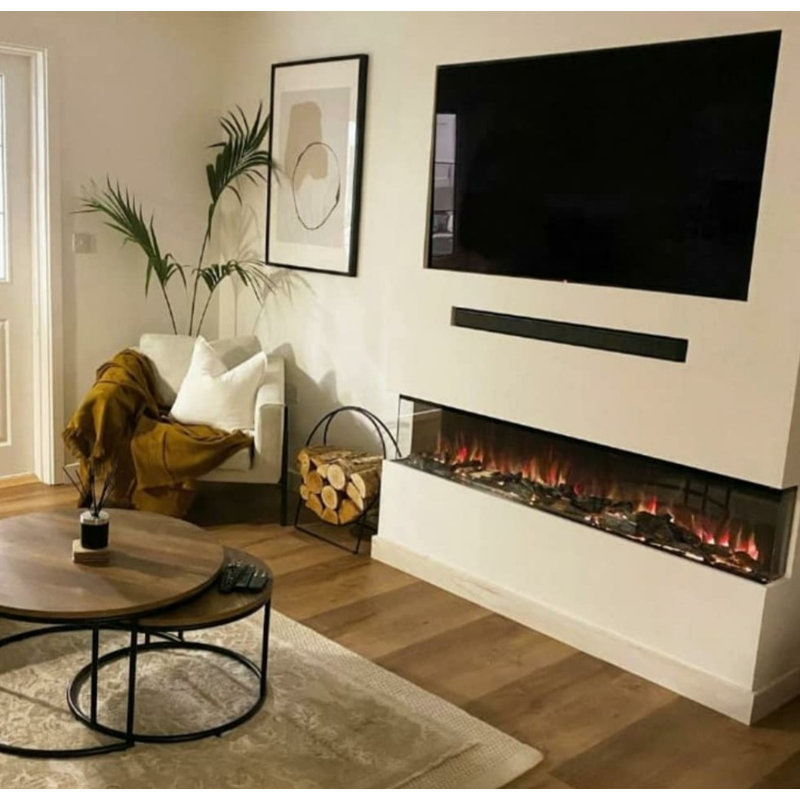 Jessica-Taylor 17 Stories Silver Electric Fireplace Insert, 18.9" H x 60" W x 7.9" D