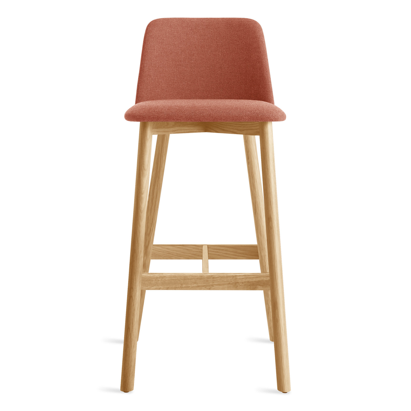 Chip Stool, White Oak, Bar Stool (31" Seat Height), Toohey Tomato Plainweave