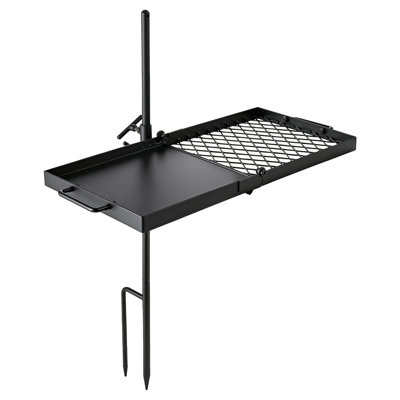 Heavy Duty Swivel Campfire Grill, 24" Portable Camping Grill Grate & Griddle, Sturdy Steel BBQ Mesh, 360° Height Adjustable Over Fire Pit Equipment, for Outdoor Open Flame Cooking, Black