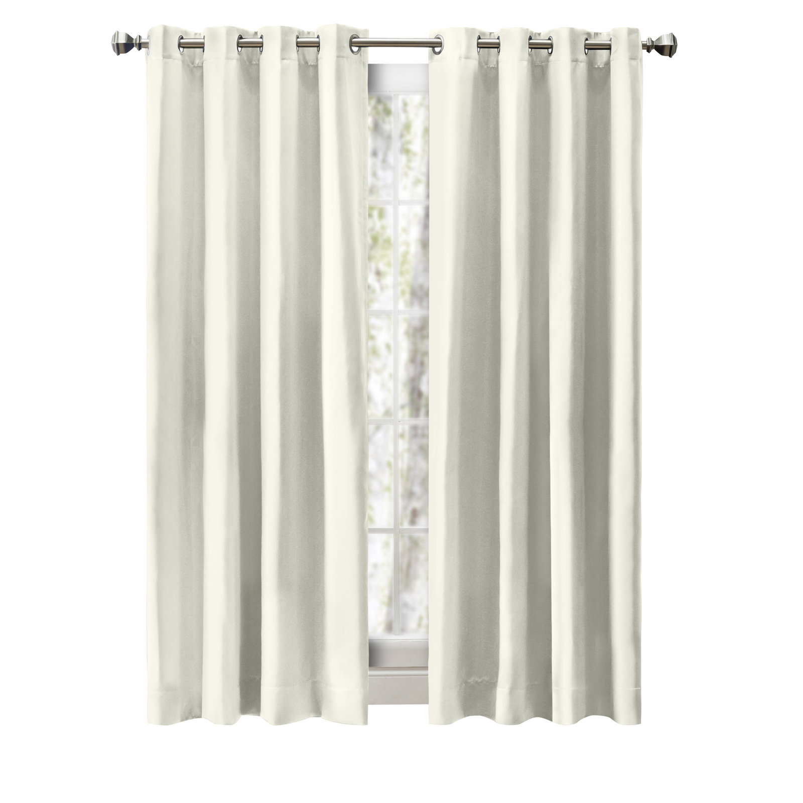 Ardelle Blackout Synthetic Curtain, 56" W x 63" L, Ivory with Antiqued Bronze