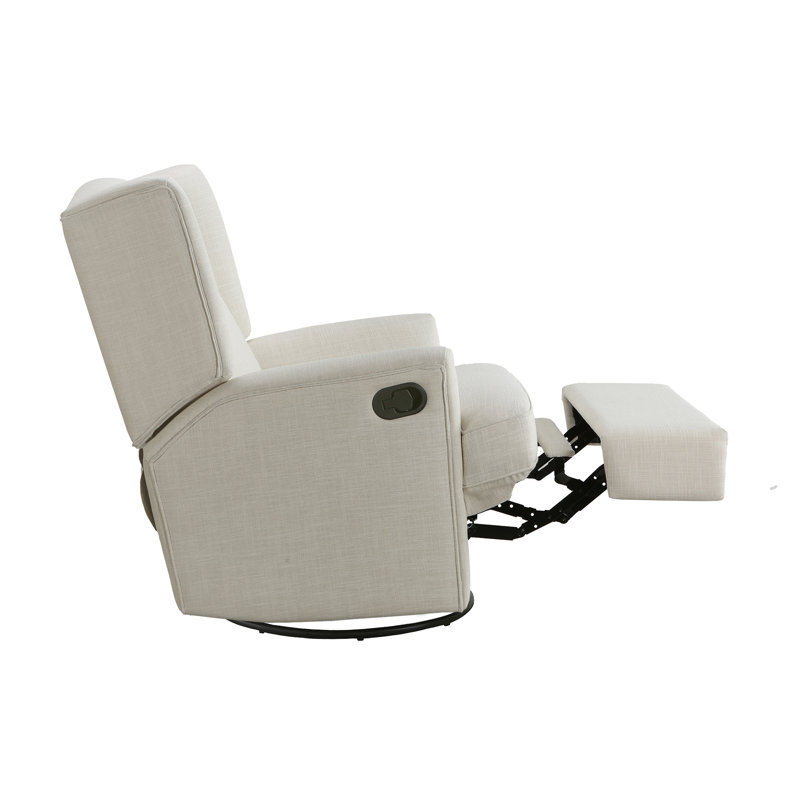 Swivel Reclining Glider, Ivory Polyester Blend