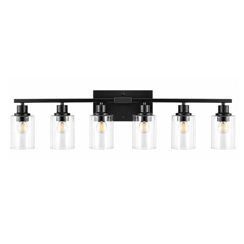 6-Light Dimmable Vanity Light, Black & Clear, 6