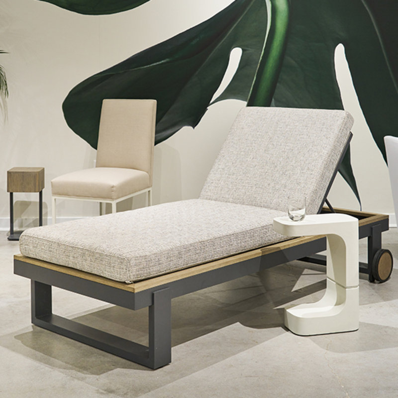 Michael Weiss Montecito 79" Long Reclining Single Chaise with Cushions, Tidalwave Navy