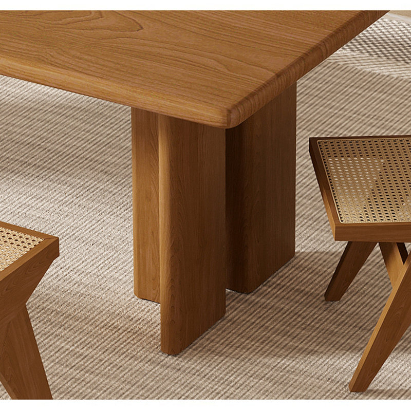 Japanese solid wood rectangular dining table set