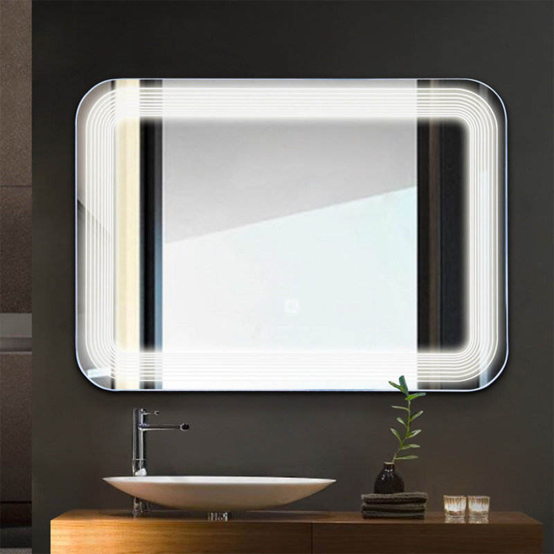 Miroir de meuble-lavabo lumineux biseauté Afon