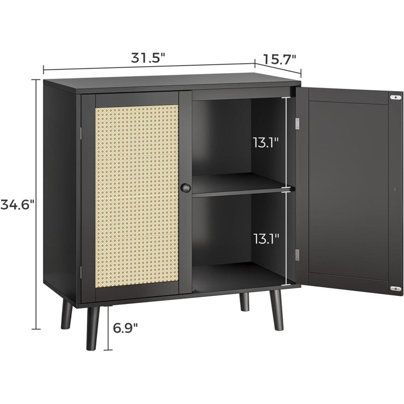 Armoire d'appoint en bois massif Cuadra, Noir
