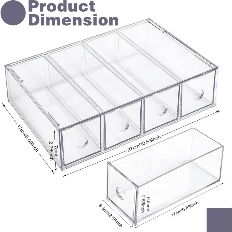 Rangement de bureau 4 tiroirs transparent