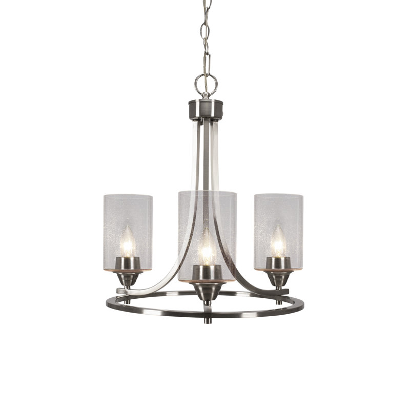 Lustre 3 lumières Paramount illustré avec verre de 4 po, À bulles, Noir mat/nickel brossé
