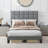 Bed Frame Modern Linen Fabric Upholstered Platform Bed With Headboard-2048310418