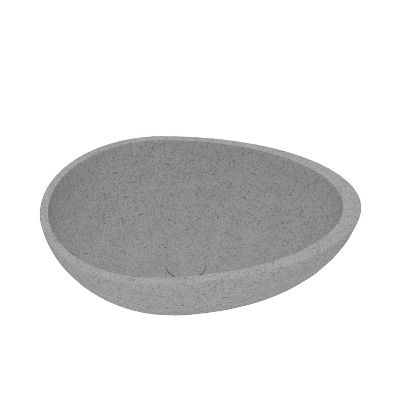 Lavabo de salle de bain vasque ovale en érable, Gris bleuâtre tacheté