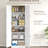 67" Kitchen Cabinet With Adjustable Shelves, 4-Door Freestanding In Distressed White Cabinet, For Neat Organization