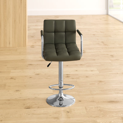 Caylee Swivel Upholstered Adjustable Height Bar Stool with Stainless Steel Frame