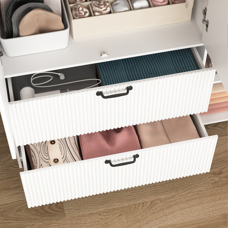 Garde-robe, garde-robe en bois, armoire de rangement pour vêtements, Blanc