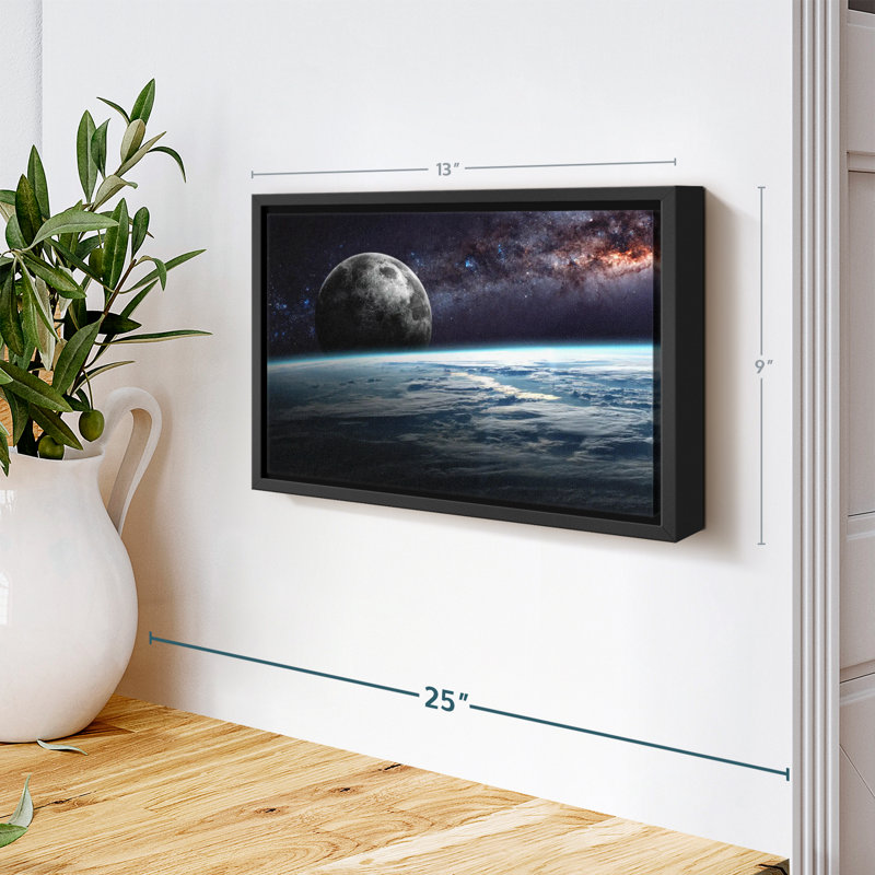 "Terre et lune dans l'espace, art mural", H 9 po x l 13 po