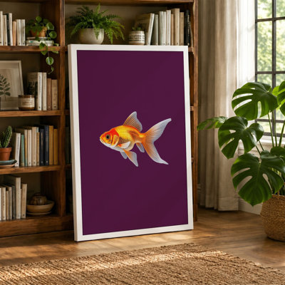 Swimming Goldfish Minimalist - Wrapped Canvas
