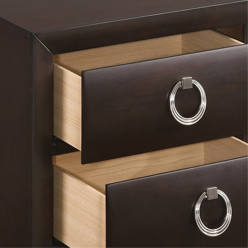 Dark Merlot 2-Drawer Nightstand With Hairpin Legs